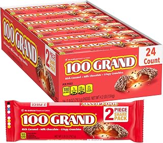 100 Grand Milk Chocolate Share Packs, Bulk Individually Wrapped Ferrero Candy Bars, 2.8 oz, Pack of 24