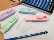 Sliding Retractable Pencil Eraser with Plastic Sleeve by STAEDTLER – 4 Count (Pack of 1), Plastic, Assorted,blue,green,pink