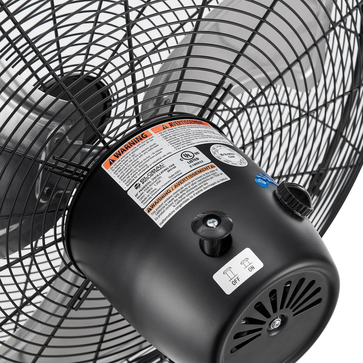 20" Industrial Pedestal Oscillating Fan by Global Industrial – Metal, Black / Silver, Model 293128