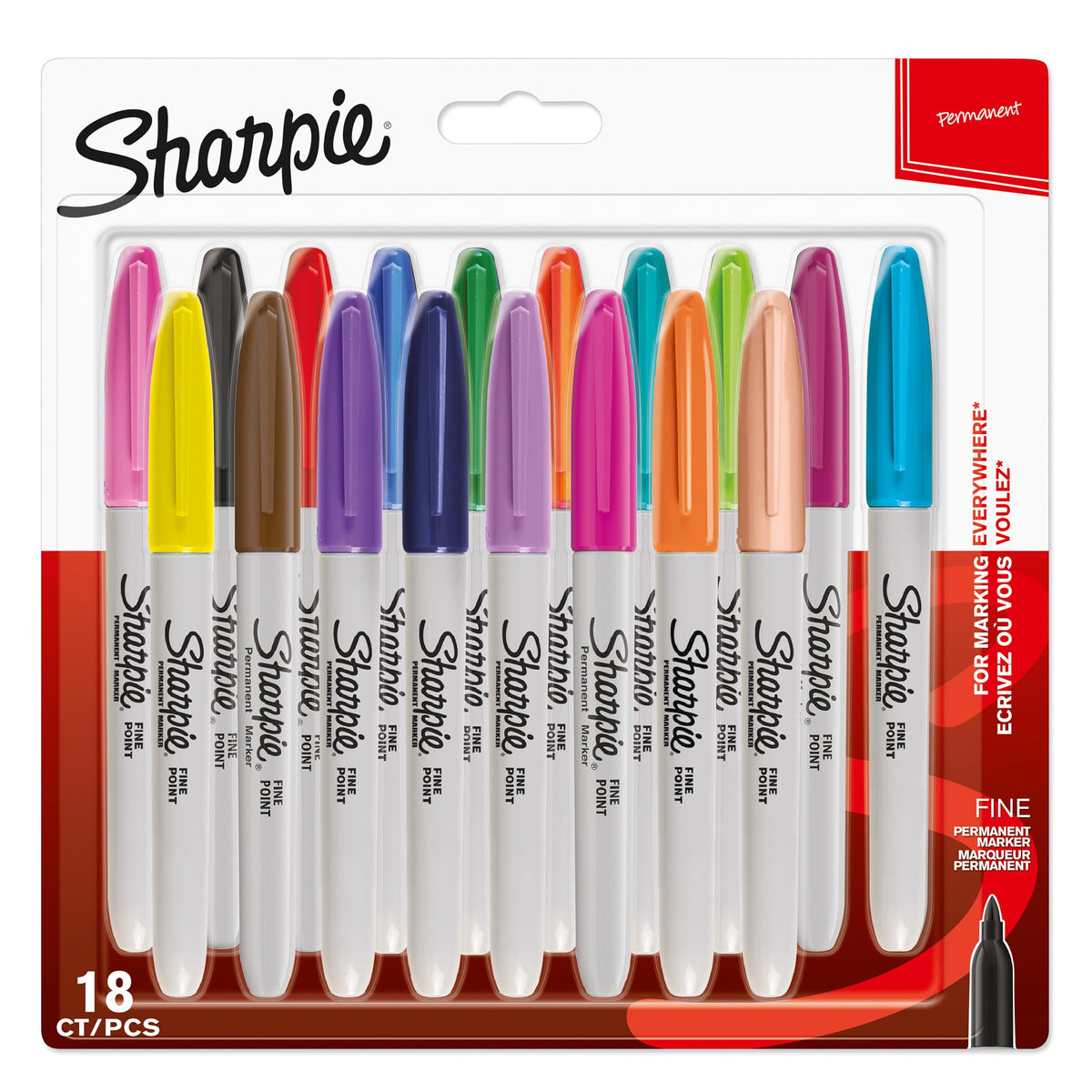 Sharpie Standard colours assortment / 1 Count (Pack of 18) / Permanent Marker Permanent Markers