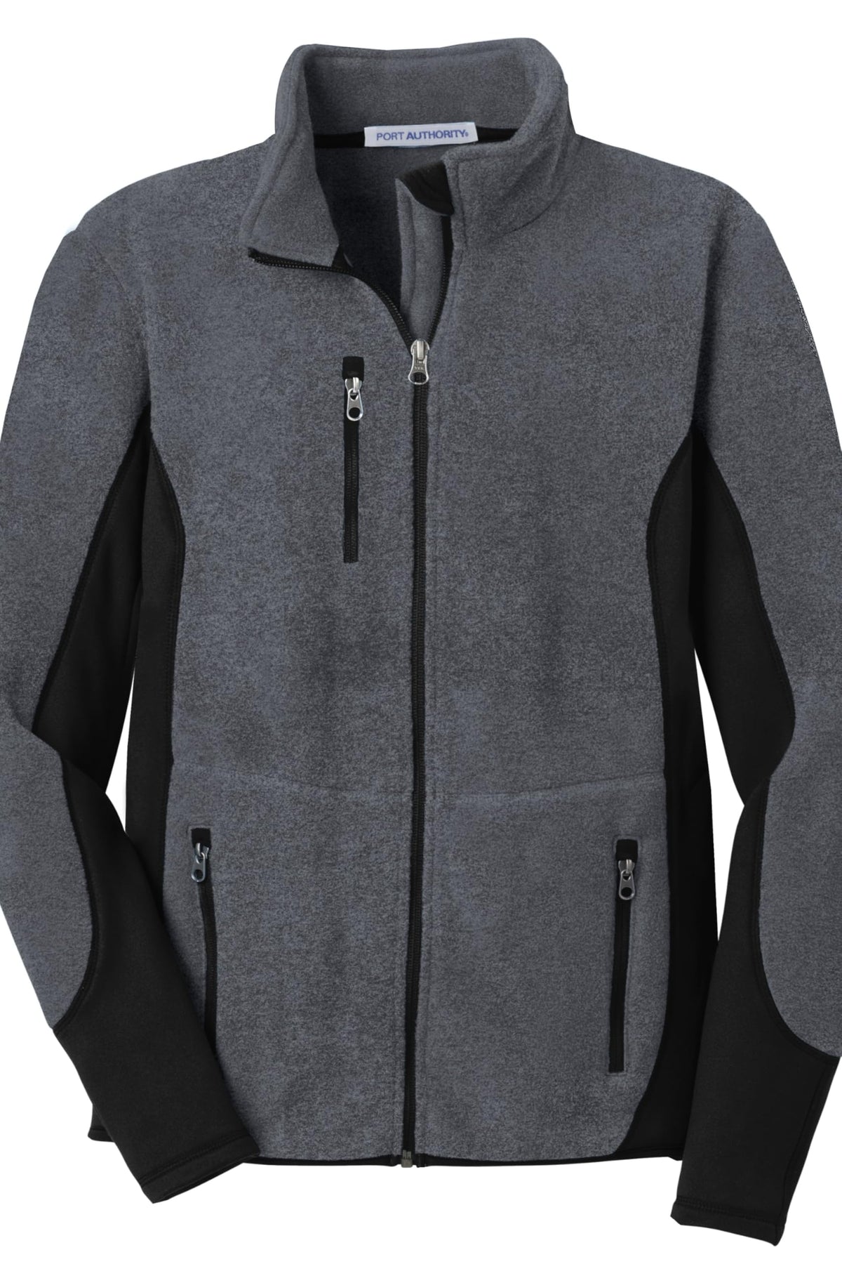 R-Tek Pro Fleece Full-Zip Jacket by Port Authority – Spandex, Charcoal Heather/ Black, Model SNM-755104