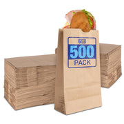 6 Lb Kraft Brown Paper Lunch Bags (500 Count) - Bulk Disposable Lunch Sacks by Stock Your Home – 6"W x 3 5/8"G 11 1/16"H, 6.0 pounds, Paper, Brown, Pack of 500