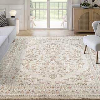 Abani Oriental & Vintage Area Rug - 8'x10' Beige Rectangle Rug for Living Room & Bedroom - Alara Vintage Collection
