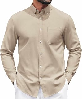 Mens Long Sleeve Button Down Shirt Casual Untucked Shirts for Men Oxford Dress Shirts