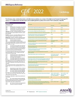 CPT Express Reference Coding Card 2022: Cardiology
