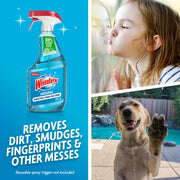 Refill Original Blue Glass and Window Cleaner Bottles + 1 Reusable Spray Trigger by Windex – 32 Fl Oz (Pack of 3), Original Glass Cleaner, Pack of 3, Model 343297