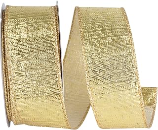 Reliant Ribbon Metallic Reflection Value Wired Edge Ribbon, Gold