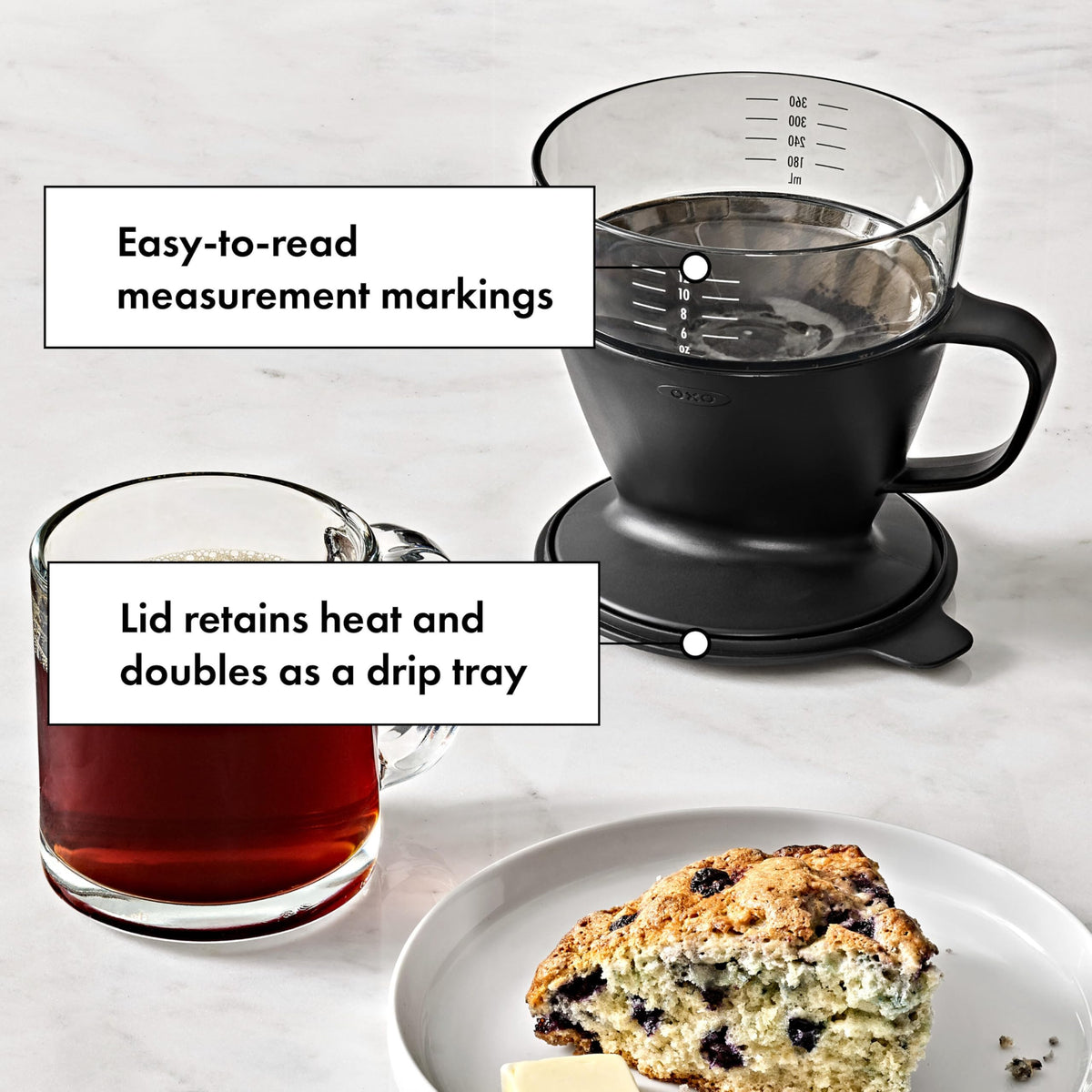 OXO Matte Black / 12 ounces / Modern Pour Over Coffee Makers
