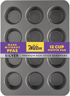 Wilton Silver Non-Stick Muffin Pan, Made Without PFAS, 12-Cup