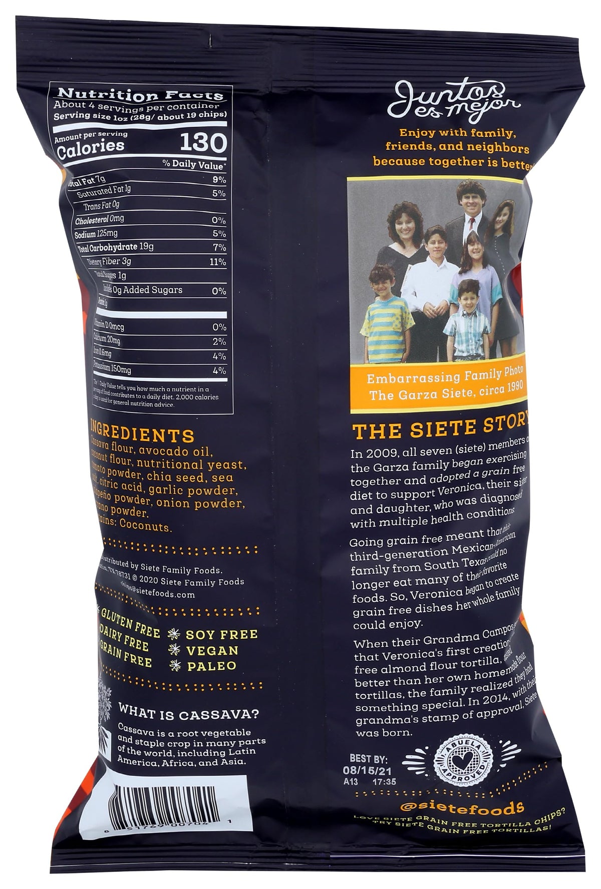Siete Nacho / 4 Ounce (Pack of 1) / Orange Tortilla