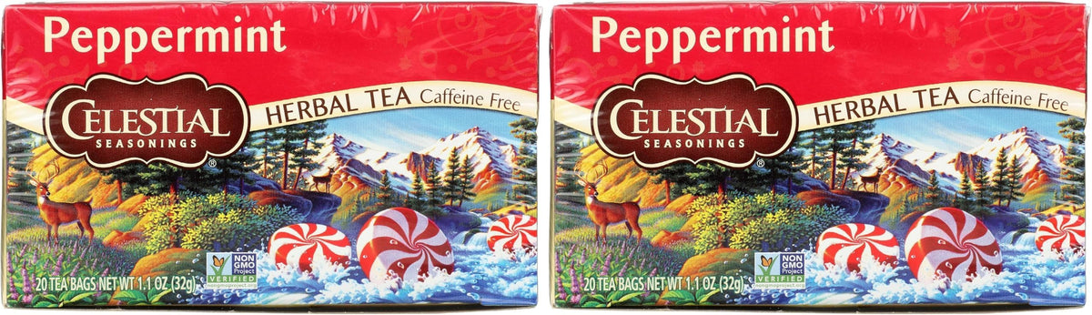 Peppermint Herbal Tea by Celestial Seasonings – 20 Count (Pack of 2), Pack of 2, Model 48869