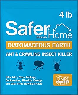 Safer Home Diatomaceous Earth 4 lb Organic OMRI DE - Cockroach Killer Indoor Home, Bed Bug Killer, Kills Fleas, Ants, Silverfish, Earwigs & Crawling Insects
