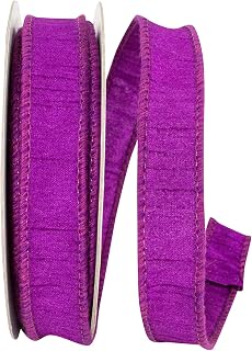 Reliant Ribbon Ribbon - Dupioni Supreme Wired Edge, Plum, 7/8 Inch, 10 Yards