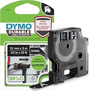 DYMO D1 Durable Labeling Tape for LabelManager Label Makers White Print on Black Tape 1/2" W x 10' L 1 Cartridge (1978365)