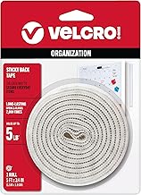 VELCRO Brand 5 Ft x 3/4 In | White Tape Roll with Adhesive | Cut Strips to Length | Sticky Back Hook and Loop Fasteners | Perfect for Home, Office or Classroom