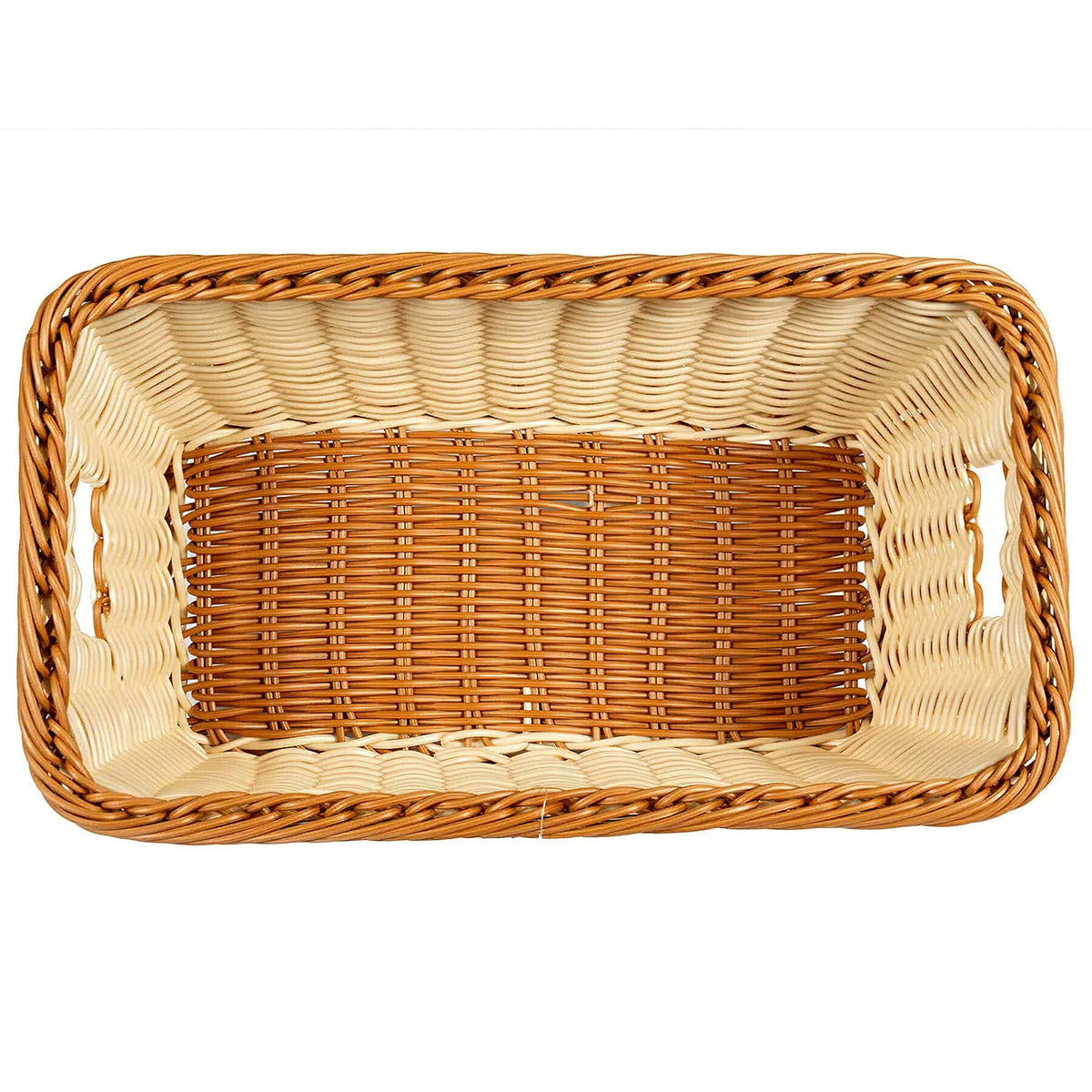 Rectangular Polyweave Bread Roll Serving Basket by GET – Polypropylene, Beige/Brown, Model WB-1520-TT