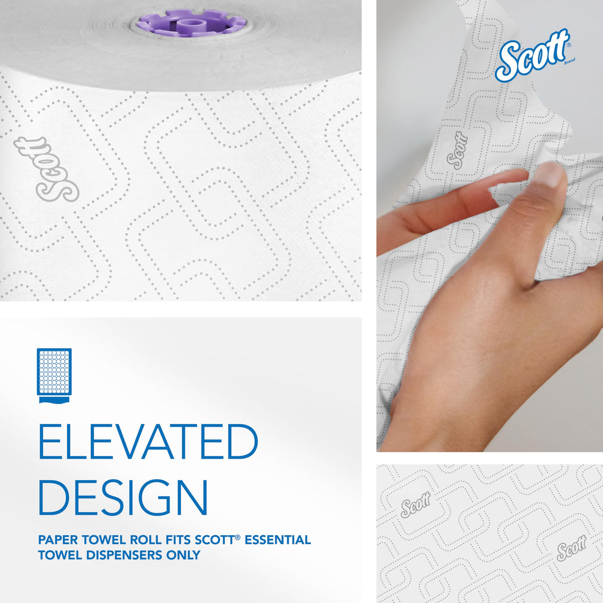 Hard Roll Paper Towels by Scott Professional – 6 Rolls × 950'/Roll - Elevated Design, Paper, White, Pack of 6, Model 02001