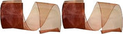 Reliant Ribbon Elegant Woven Sheer Wired Edge Ribbon, 2-1/2 Inch X 25 Yards, Copper (Pack of 2)