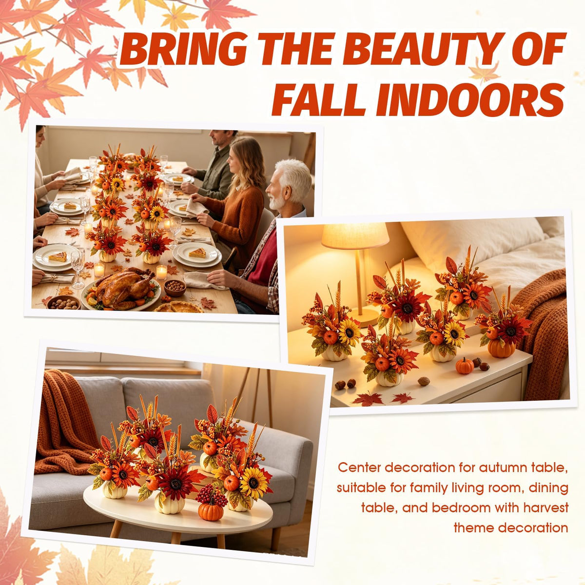 YLOLUL Mini Pumpkin Centerpiece, Artificial Sunflower Arrangement, Pumpkin-2