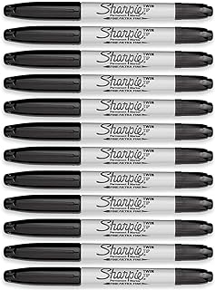 Sharpie Twin-Tip Permanent Markers, Ultra Fine and Fine Point, 12-Count (Black)