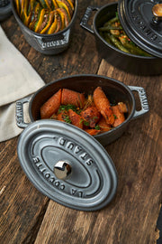 La Cocotte Oval 40500-116 Mini Pico Cocotte Oval Gray 40500-116 Two-Handed Cast Enameled Pot by STAUB – 11cm, 0.25 liters, Cast Iron, 02) Gray, Model 40500-116-0