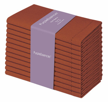 PurpleEssences Cloth Napkins, 18 x 18 Inches, Set of 12, Rust