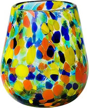 10 Strawberry Street Carnaval Stemless Wine Handblown Mexican Glass, Set of 6
