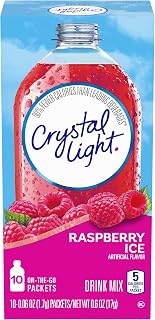 Crystal Light On-The-Go Drink Mix Packets, Sugar Free Powdered Water Enhancer, Artificially Flavored Low Calorie Beverage Mix, Raspberry Ice, 0.06 Ounce Packets, 10 Count (Pack of 10)