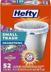 Hefty 4 Gallon Small Trash Bags, White, Fabuloso Lavender Scent, 52ct
