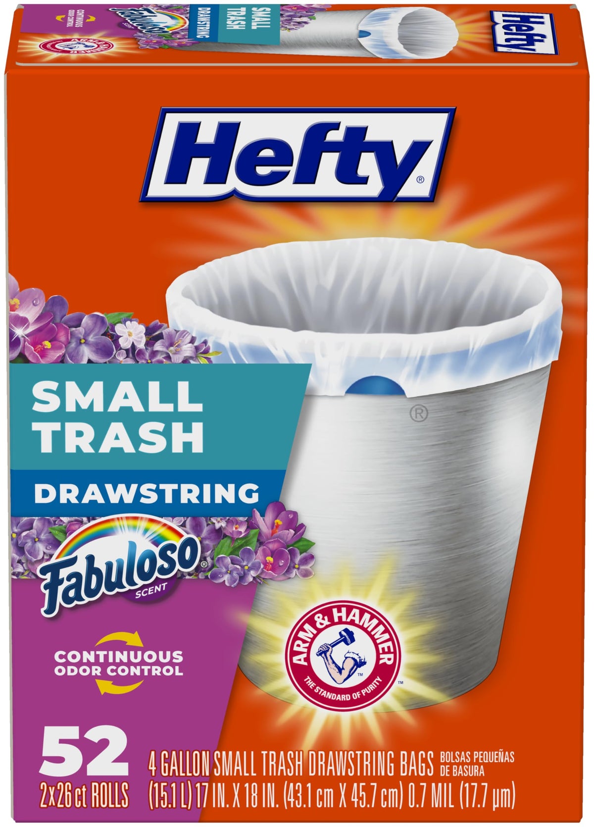 Hefty White / 52 Count (Pack of 1) / Fabuloso Trash Bags