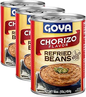 Goya Refried Pinto Beans With Chorizo, 16 Oz Can (Pack of 3)