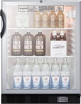 ACCUCOLD SCR600BGLBINZADA 5.5 cu. ft. Built-in ADA Compliant Glass Door Nutrition Center All Refrigerator with Alarm & Thermometer, Black