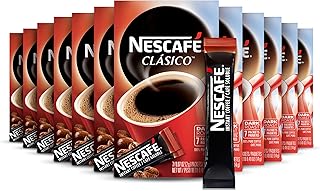 Nescafe NESCAFÉ Clasico Instant Coffee Sticks, 12 Boxes 84 Sticks | Single-serve instant coffee sticks; 12 boxes, 7 sticks each (84 total, 2 g per stick)