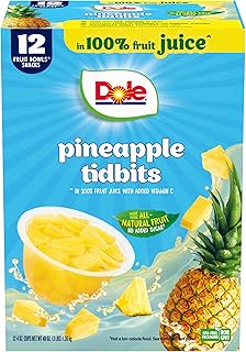 Dole Pineapple Tidbits, 4 oz Fruit Bowls, 12 Pack