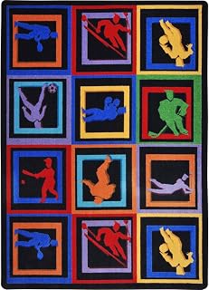 Joy Carpets 55G 10 ft. 9 in. x 13 ft. 2 in. Games People Play Let The Games Begin Rectangle Indoor Area Rug - Multi Color