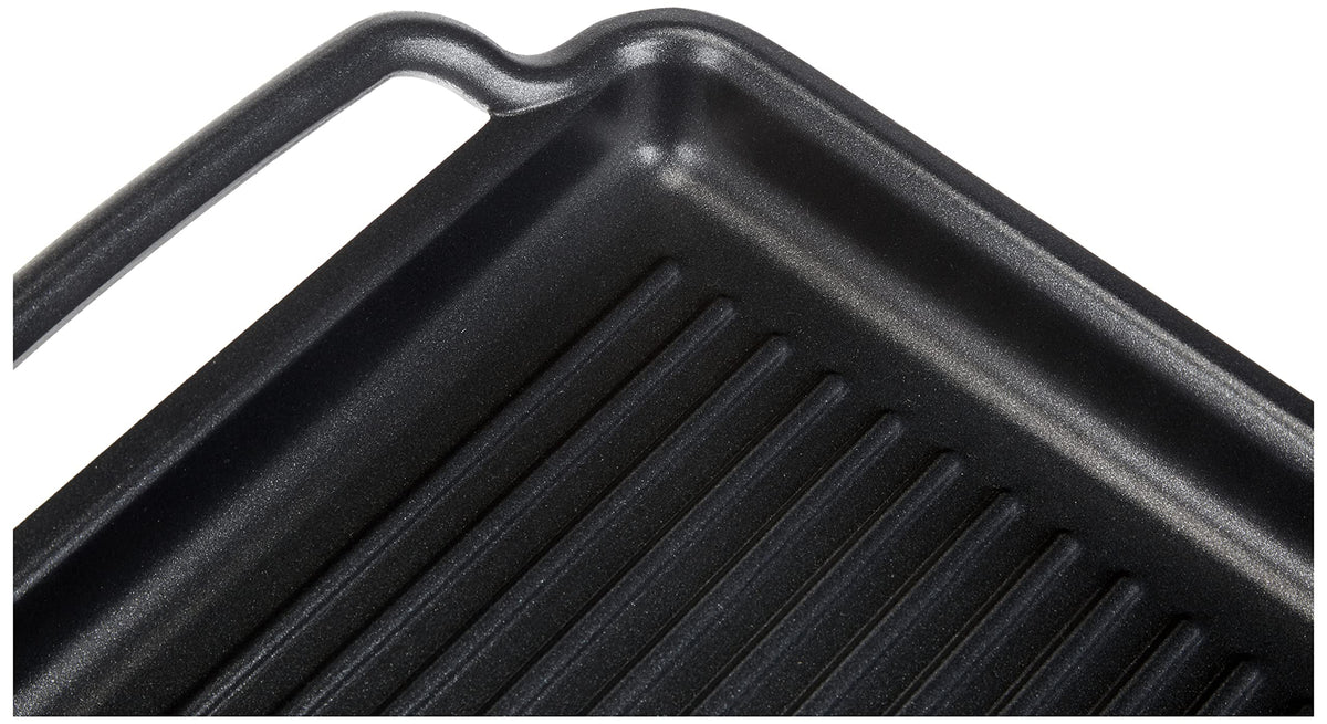 Solid+ Cast Aluminium Non-Stick Ribbed Hot Plate by Monix – 19.7 x 27 x 3.8 cm, 40 liters, Aluminum, Black, Model M351340