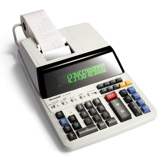 Heavy Duty Color Printing Calculator by Sharp – 8 5/8 x 12 7/8, Plastic, White, Model EL1197PIII