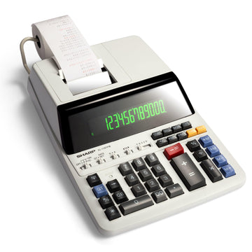 Heavy Duty Color Printing Calculator by Sharp – 8 5/8 x 12 7/8, Plastic, White, Model EL1197PIII