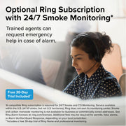 Smart Smoke Detector with Ring by Kidde – 5 Inches, Plastic, White, Model RGSDR-RW