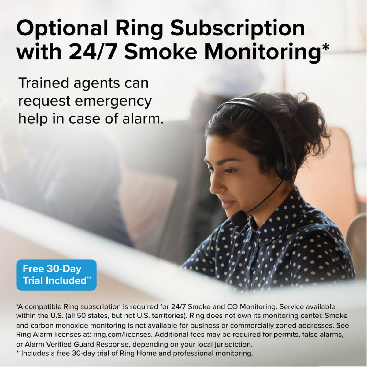 Smart Smoke Detector with Ring by Kidde – 5 Inches, Plastic, White, Model RGSDR-RW
