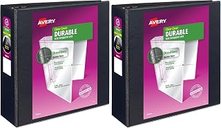 Avery Durable View 3 Ring Binder, 4 Inch EZD Rings, 1 Black Binder (09800) (Pack of 2)