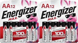 Energizer MAX AA Batteries, Double A Alkaline Batteries, 12 Count (Pack of 2)