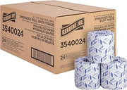 Genuine Joe Embossed Bath Tissue, 2-Ply, Septic Safe, Individually Wrapped, 4" x 3.75", 400 Sheets/Roll, 24 Count