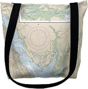 Betsy Drake TY11552NBM 16 x 16 in. New Bern Neuse River North Carolina Nautical Map Tote Bag - Medium Black