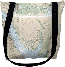 Betsy Drake TY11552NBM 16 x 16 in. New Bern Neuse River North Carolina Nautical Map Tote Bag - Medium Black