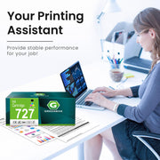 Ink Cartridge C1Q12A F9J76A F9J77A F9J78A F9J79A F9J80A by GREENBOX – 727 C1Q12A F9J79A F9J76A F9J77A F9J78A F9J80A Ink, Photo Black Matte Black Gray Cyan Yellow Magenta, Pack of 6