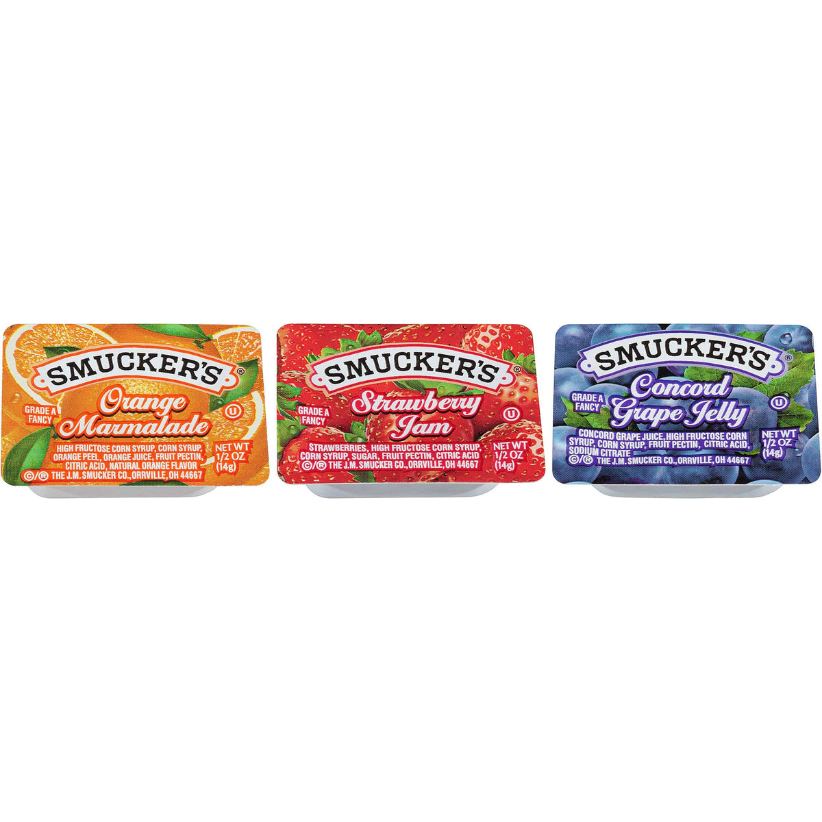 Smuckers Assortment 5 Jelly by Smucker's – 0.5 oz, Pack of 200, Model 5150000800