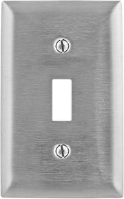 Hubbell Bryant Electric SS1 1-Gang, 1-Toggle, Standard Size 302/304 Stainless Steel Wallplate, With Removable White Protective Film