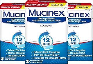Mucinex Maximum Strength Chest Congestion Medicine for Relief, Expectorant, Lasts 12 Hours, Extended-Release Bi-Layer Tablets, 42 Count (Pack of 3)