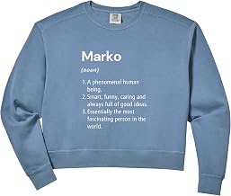 Womens Marko Name Definition Dictionary Comfort Colors Crop Sweatshirt